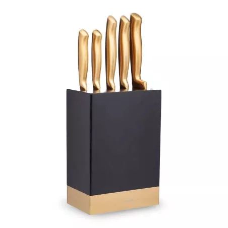 Cuchillos con Bloque Negro y Acabado de Bronce, Set de 5 Unidades KITCHENCRAFT MCKNBCOP