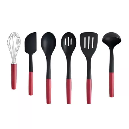 Juego de 6 Herramientas para Cocina Negros con Puno Rojo KITCHEN AID KQG469BXERG