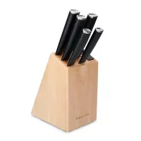 Juego de Cuchillos Clasicos de Acero Inoxidable, Set de 5 Piezas con Puno Negro KITCHEN AID KE5PSTANOBG