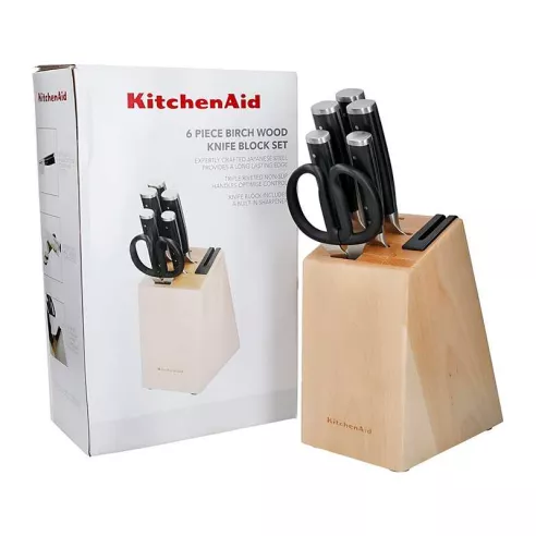 Juego de Cuchillos Clasicos de Acero Inoxidable, Set de 6 Piezas con Puno Negro KITCHEN AID KE6PSTANOBG