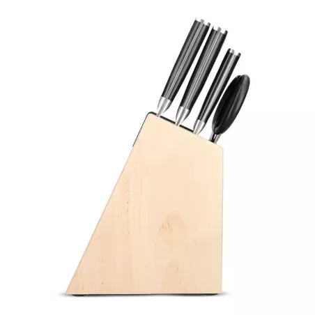 Cuchillos Gourmet + Bloque de Madera, Set de 6 Piezas con Puno Negro KITCHEN AID KO6PSTSNOBG