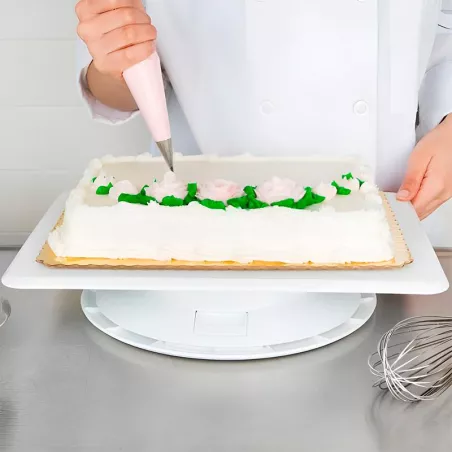 Tornamesa de Doble Cara Rectangular con Base Redonda de 12 x 16 Pulgadas ATECO 609