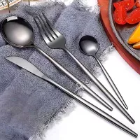 Juego de Cuberteria de Acero Inoxidable Color Negro, Set de 24 Piezas TIPS BCS01-10 2