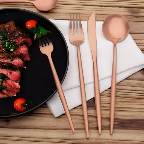 Juego de Cuberteria Oro Rosa de 24 Piezas TIPS BCS01-07