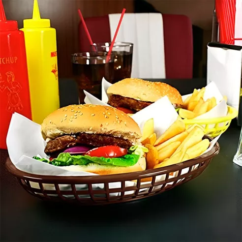 Canasta Plastica para Comida Rapida de 9.5 x 6 Pulgadas de Color Cafe MASTER CHEF FFB-96B