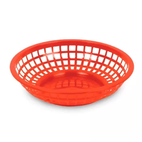 Canasta Plastica Redonda para Comida Rapida de 8 Pulgadas, Color Rojo THUNDER PLBK008R