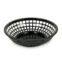 Canasta Plastica Redonda para Comida Rapida de 8 Pulgadas, Color Negro THUNDER PLBK008K