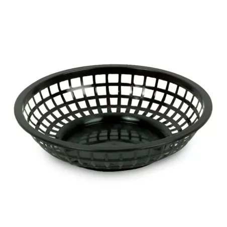 Canasta Plastica Redonda para Comida Rapida de 8 Pulgadas, Color Negro THUNDER PLBK008K