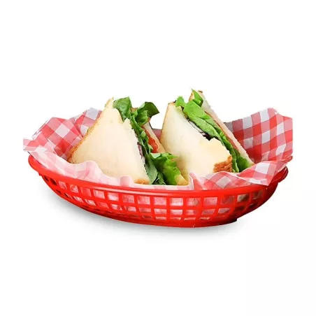 Canasta Plastica para Comida Rapida de 9 1/2 x 6 Pulgadas, Color Rojo  MASTER CHEF FFB-96R