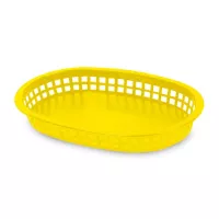 Canasta Ovalada Plastica para Comida Rapida, 10.5 x 7 Pulgadas, Color Amarillo THUNDER PLBK1034Y