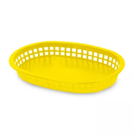 Canasta Ovalada Plastica para Comida Rapida, 10.5 x 7 Pulgadas, Color Amarillo THUNDER PLBK1034Y