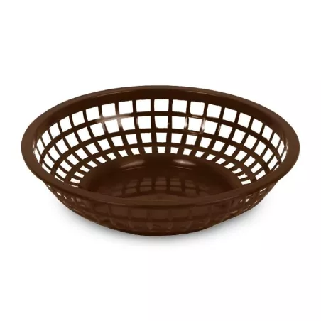 Canasta Redonda Plastica para Comida Rapida de 8 Pulgadas, Color Cafe THUNDER PLBK008B