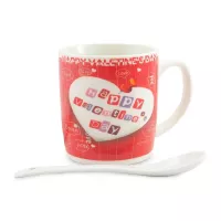 Taza de Ceramica para San Valentin con Cuchara TIPS 24C12-14
