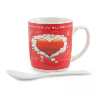 Taza de Ceramica para San Valentin con Cuchara TIPS 24C12-14 2