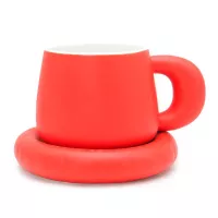 Taza con Plato de Ceramica de Color Rojo, Set de 2 Unidades TIPS HXT-051