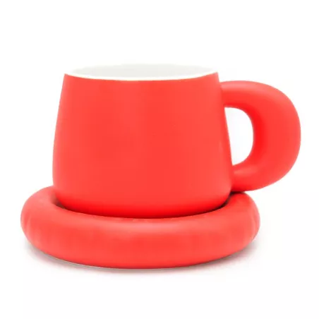 Taza con Plato de Ceramica de Color Rojo, Set de 2 Unidades TIPS HXT-051