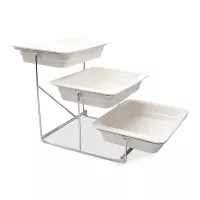 Exhibidor de 3 Niveles de Aluminio con Bandejas de Ceramica TIPS YPJ01-16