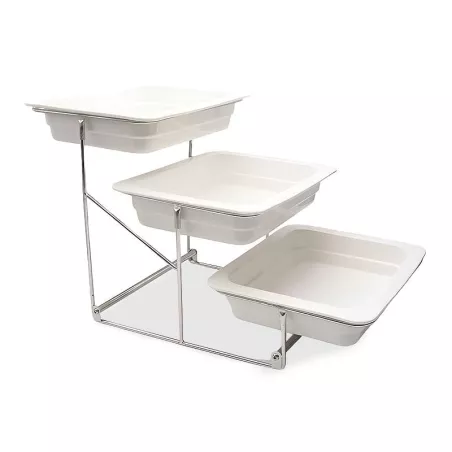 Exhibidor de 3 Niveles de Aluminio con Bandejas de Ceramica TIPS YPJ01-16