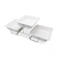 Exhibidor para Buffet de 3 Niveles de Aluminio con Bandejas de Ceramica TIPS YPJ01-17