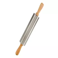 Bolillo Metalico con Mangos de Madera  de 17 Pulgadas MASTER CHEF 0760404