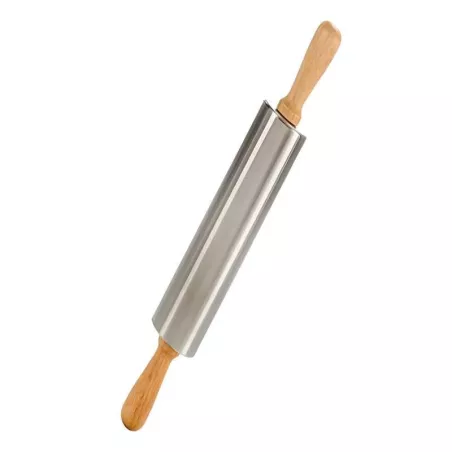Bolillo Metalico con Mangos de Madera  de 17 Pulgadas MASTER CHEF 0760404