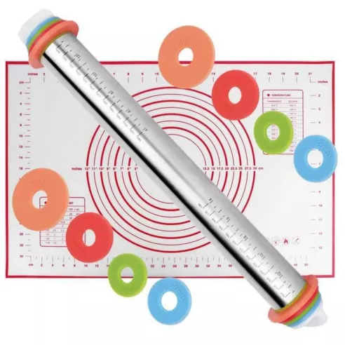 Bolillo Ajustable de Acero Inoxidable con Tapete de Medicion MASTER CHEF 0760823