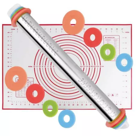 Bolillo Ajustable de Acero Inoxidable con Tapete de Medicion MASTER CHEF 0760823