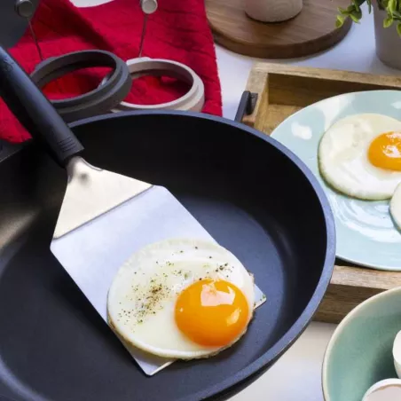 Espatula de Acero Inoxidable con Mango Negro para Hamburguesas LURCH 00230340