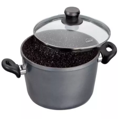 Olla de Aluminio de 24 Centimetros con Tapa de Vidrio STONELINE 7297