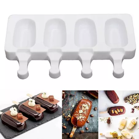 Molde de Silicon para Paletas Magnum Diseno Tradicional de 4 Cavidades MASTER CHEF 0760058
