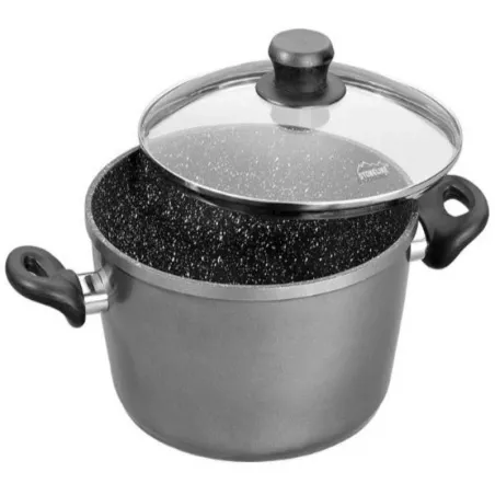 Olla de Aluminio de 20 Centimetros con Tapa de Vidrio STONELINE 7295
