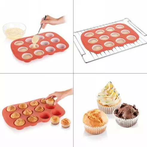 Molde de Silicon para Cupcakes con 12 Cavidades TESCOMA 629434