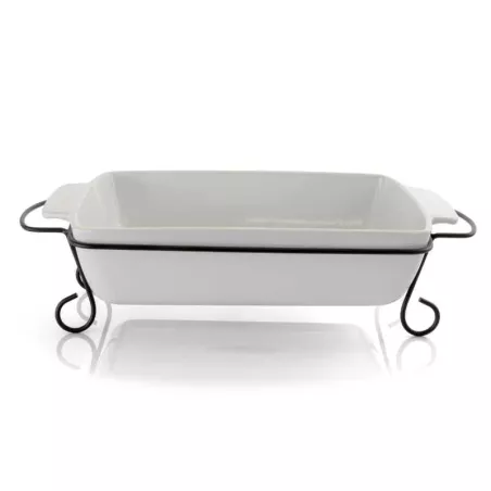 Plato Rectangular de Ceramica con Base de Alambre 11.6 Pulgadas GIBSON 124391.02