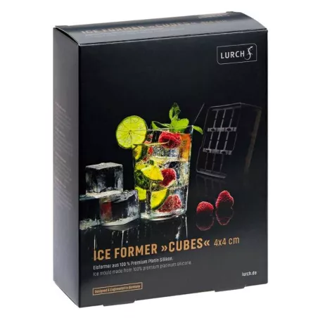 Bandeja de Hielo en Forma de Cubo de Silicon de Color Negro de 12 Cavidades de 4 Centimetros LURCH 00240710