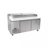 Mesa Refrigerada de Preparacion para Pizzas 2 Puertas de Acero Inoxidable 72 Pulgadas U-STAR PICL2-E-HC