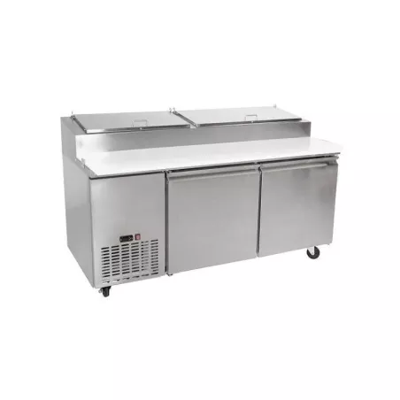 Mesa Refrigerada de Preparacion para Pizzas 2 Puertas de Acero Inoxidable 72 Pulgadas U-STAR PICL2-E-HC