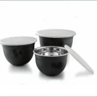 Bowl Mason Color Negro Mate con Tapa, Set de 3 Unidades GRANT HOWARD 52071