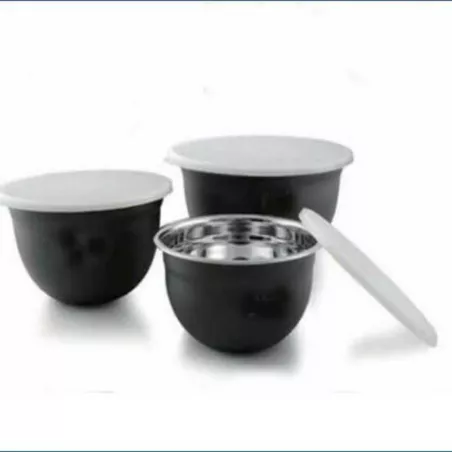 Bowl Mason Color Negro Mate con Tapa, Set de 3 Unidades GRANT HOWARD 52071