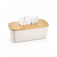 Caja de Panuelos Plastico con Tapa de Bambu de 28.5 Centimetros TESCOMA 900825