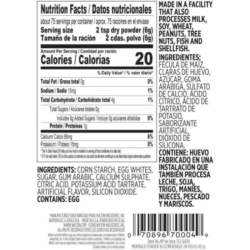 Polvo de Merengue, 16 Onzas, Color Blanco WILTON 702-6004X